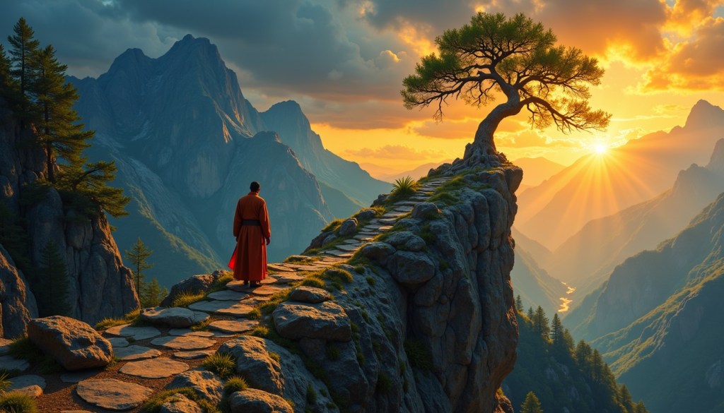 The path within: a soul pauses at the edge of the world, ready to remember what was never lost.